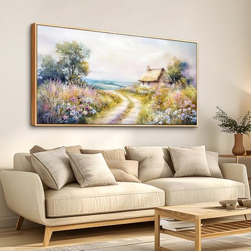Wood Framed Canvas Wall Art For Living Room Large Wall Decor For Office Bedroom Decoration Country Road Landscape Pictures Farmhouse Paintings Artwork Mural Aesthetic Home Decor 30x60 In