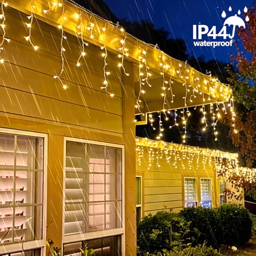 Warm White Icicle Lights for Outside (33 Foot)