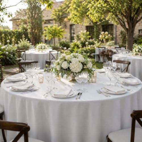 5 Pack 120 Inch White Tablecloths for Round Tables (5 Count)