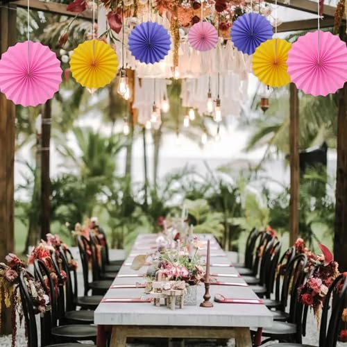 Hot Pink Party Decorations Hot Pink Hanging Paper Round Fans 12inch DIY (30 Count)