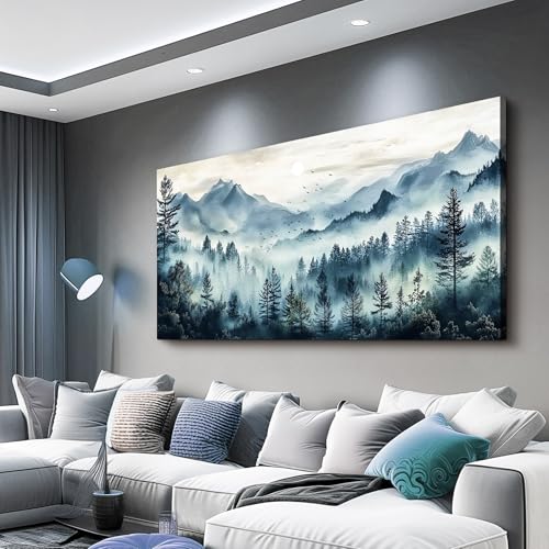 Canvas Wall Art For Living Room Wall Decor For Bedroom Office Wall Decoration Foggy Forest Painting Artwork Room Aesthetic Home Decor 20x40 In