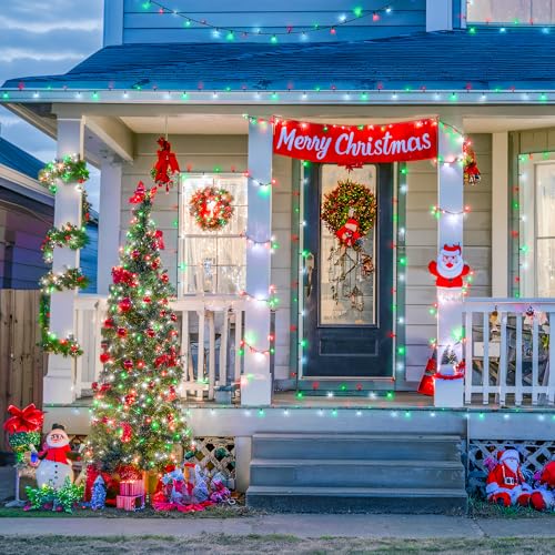 2 Pack Solar Christmas Lights Tot. 66FT 200LED Red White and Green (66 Foot)
