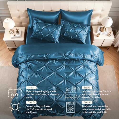 Satin Full Size Comforter Set Teal