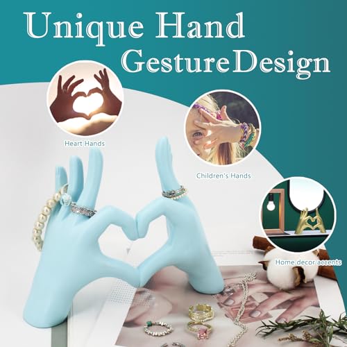 Blue Heart Hands Sculpture Decor