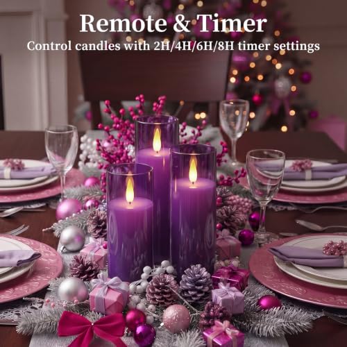 Purple Flameless LED Pillar Candles (9 Count)