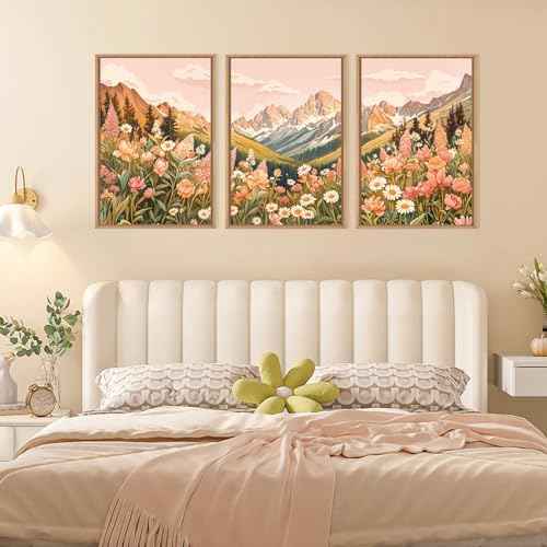Large Abstract Colorful Mountain Framed Canvas Wall Art