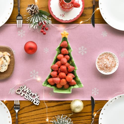 Pink Xmas Trees Table Runner Home Party Decor 13x36 Inch