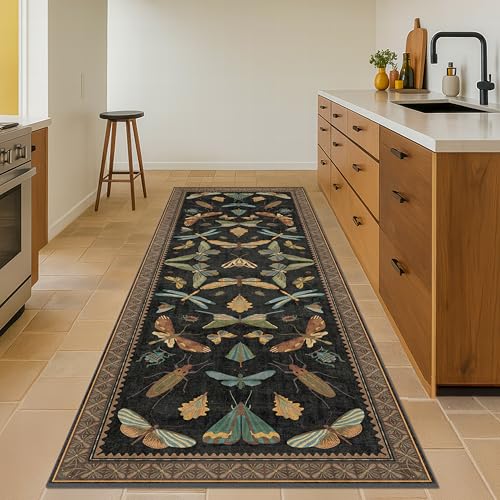Green and Black 3x10 Wide Washable Runner Rugs for Hallway (30 Sq Ft)