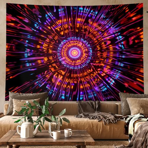 Blacklight Mandala Tapestry for Bedroom
