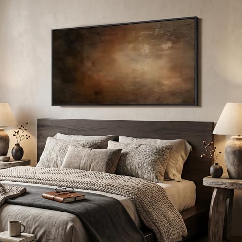 Large Framed Brown Moody Abstract Wall Art