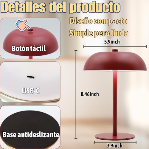 Cordless LED Mushroom Table Lamp