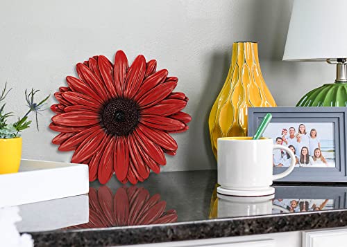 NAT & Jules Gerbera Daisy Flower Shaped Dimensional Indoor Outdoor 12 inch Cast Resin Decorative Garden Stepping Stone