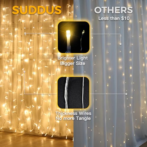 200 LED Curtain Lights Fairy Lights with Remote Bedroom 6.5x6.5ft