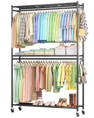 Clothes Rack 45.2" x 12.2" x 79.5" Clothing Rack with Shelves & Wheels