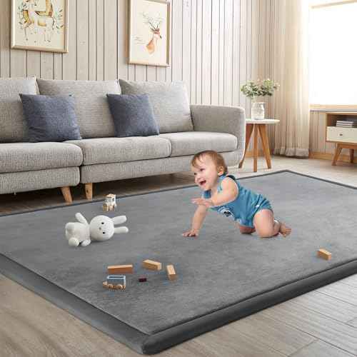 Baby Play Mat for Floor Nursery Rug Muscle Mat Area Rug Playroom Rug 59"x59" Playpen Mat Elastic Foam 1.3" Thick Crawling Mat for Babies