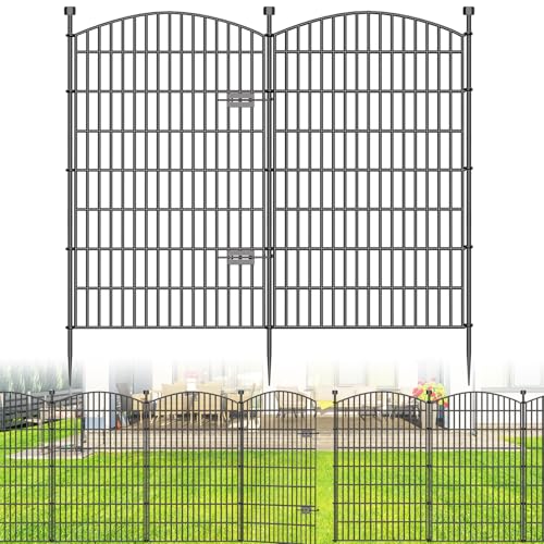 10 Panel No Dig Decorative Garden Fence with Gate 48"H x 22.6'L Dog Barrier (9.8 Sq Ft)