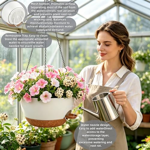 12" Self Watering Hanging Planters with Chains (2 Count)