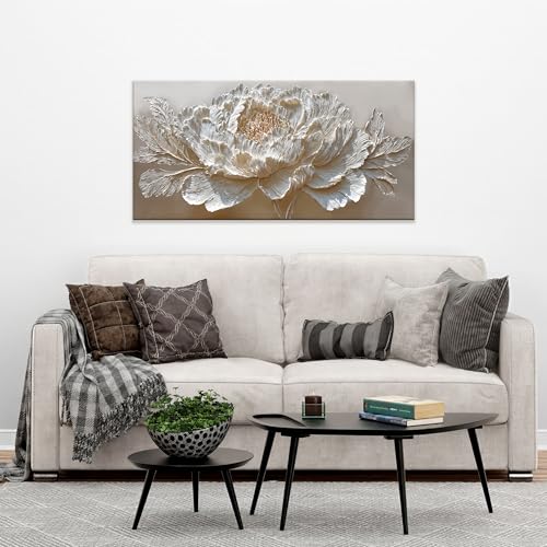 Canvas Wall Art Decor White Peony Flower Canvas Art Wall Decor For Living Room Floral Botanical Wall Art Canvas Prints Modern Nature Flower Wall Art Decor For Bedroom Home Office Wall Decor 20×40 In