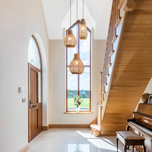 3 Light Rattan Pendant Light