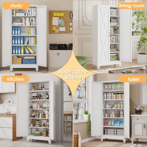 75.2" Tall Metal Kitchen Pantry Storage Cabinet