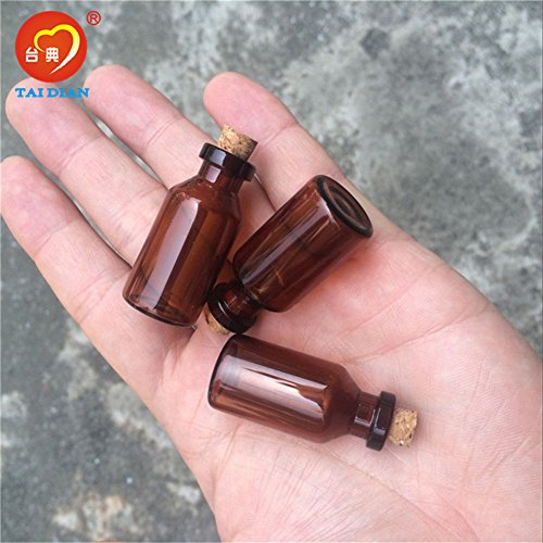 18x40x7mm 5ml Mini Brown Glass Jars with Cork Empty Tiny Glass Jars Gift 5ml Glass Bottles Vials 12units (12 Count)