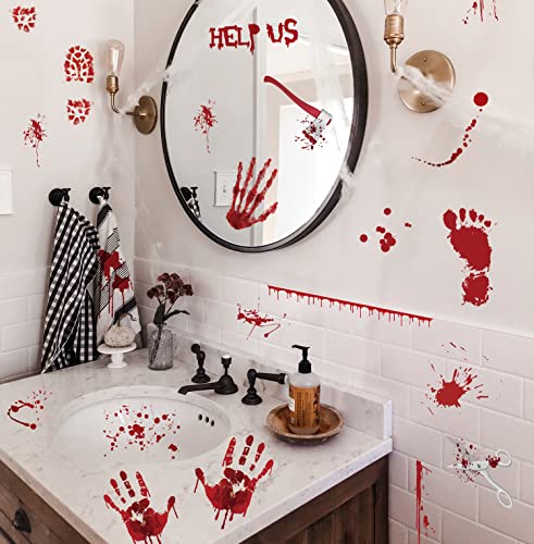 173PCS Halloween Bloody Footprints Floor Clings Plus Tattoos (126 Count)