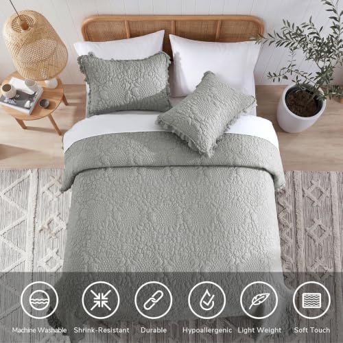 Dark Grey Ruffled Quilt Twin Size
