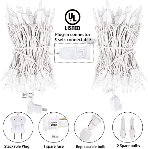 2 Pack 50 Count 10FT Christmas String Lights Clear Warm White Mini Lights