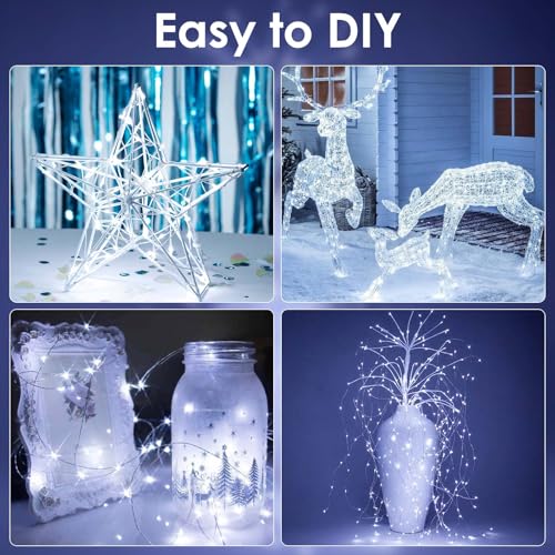 4 Pack Fairy Lights Battery Operated Battery String Light Remote Cool White (4 Count)