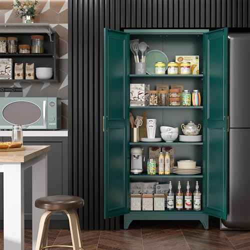 75”Metal Pantry Storage Cabinet with Doors & 4 Adjustable Shelves