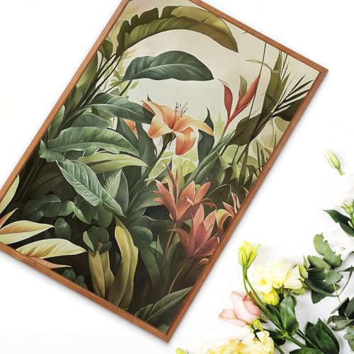Boho Tropical Leaves Framed Canvas Wall Art