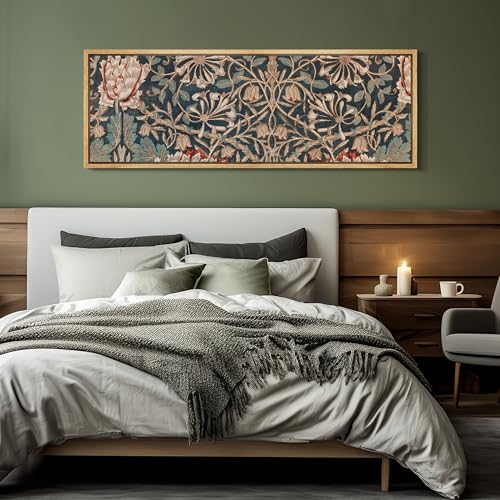 Large Framed Canvas Print Wall Art Botanical Elegance Victorian Style Floral Antique Retro Fine Art Illustrations Decorative Colorful for Bedroom
