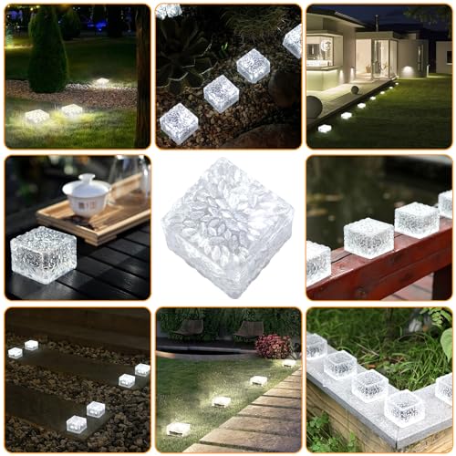 Solar Brick Lights Outdoor Solar Lights Outdoor Waterproof Patio (6 Count)