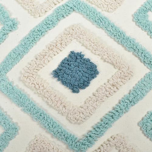 Boho Throw Pillow Covers 20x20 Tufted Tassels for Sofa Bed Teal