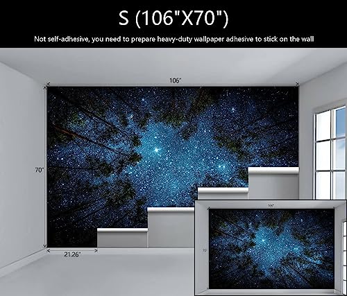 Forest Night Starry Sky Mural Wallpaper for Living Room Ceiling (51.52 Sq Ft)