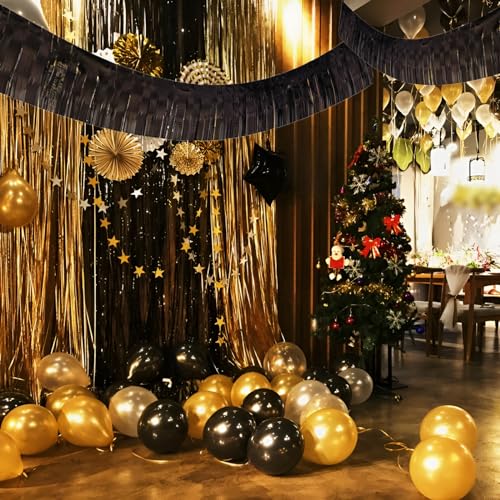 Black Foil Fringe Garland 10FT 6packs for Parade Float Decorations (60 Foot)