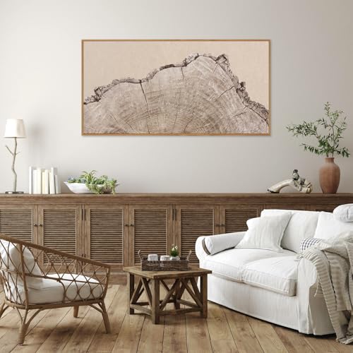 Large Tree Ring Framed Canvas Wall Art