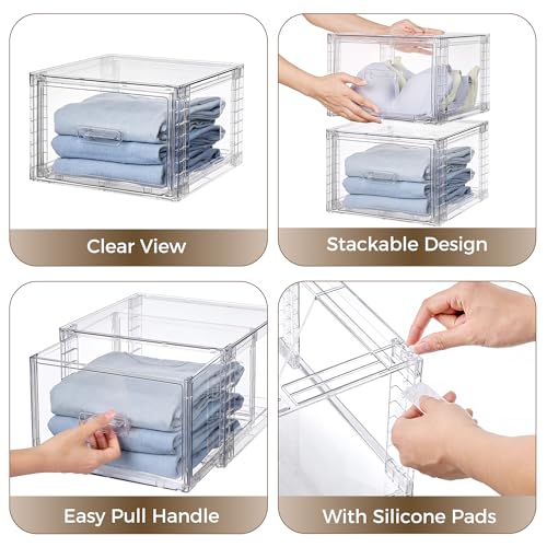 6 Pack Clear Stackable Storage Bins 15QT (6 Count)