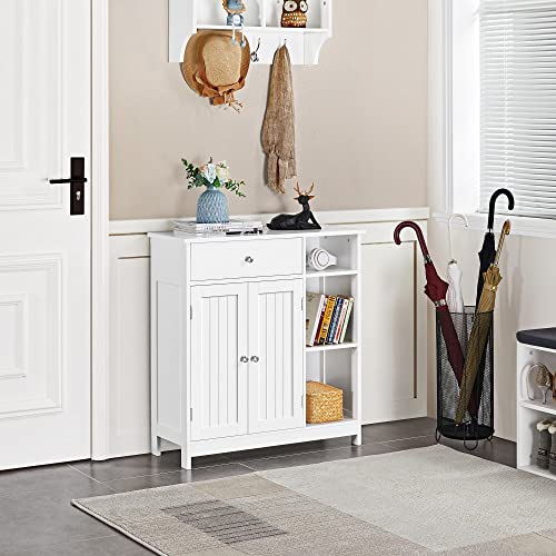 Bathroom Storage Cabinet with Drawer and 2 Beadboard Doors