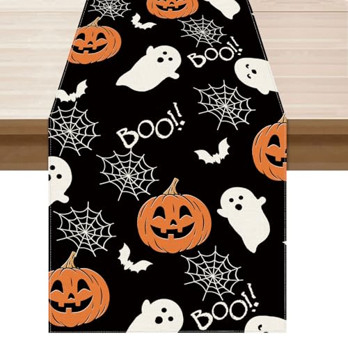 Halloween Ghost Pumpkin Table Runner for Table Decoration 13x72 Inch (6 Sq Ft)