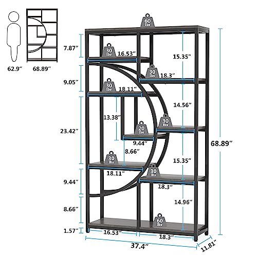 Bookshelf Industrial Etagere Bookcase (2 Count)