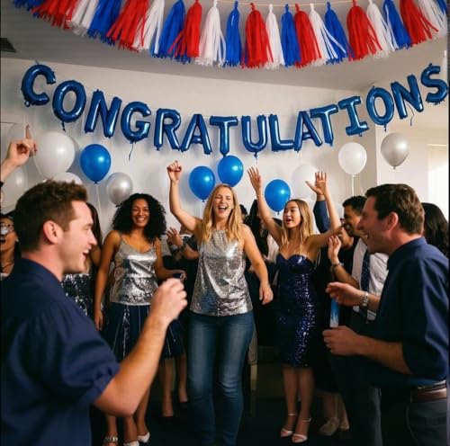 Red White Navy Paper Tassel (17.25 Foot)