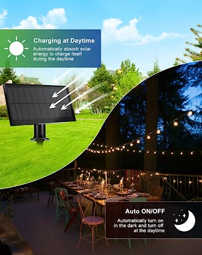 Solar String Lights Outdoor Waterproof 50FT with USB Port and 27 Shatterproof ST38 Bulbs (50.02 Foot)