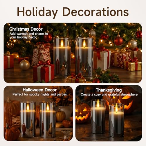 Grey Glass Flameless Candles