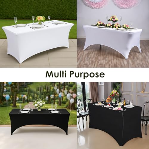 6 Pack 6ft White Spandex Tablecloth