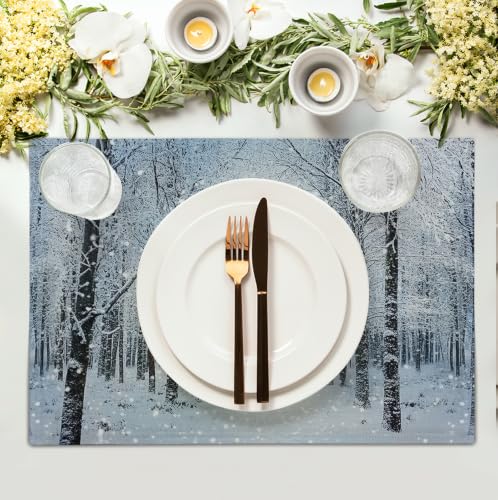 Winter Placemats Set of 4 Snowy Forest Table Place Mats (4 Count)