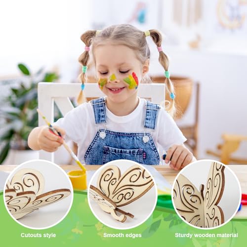 DIY 3D Spring Butterfly Wood Crafts to Paint (24 Count)