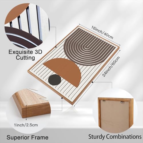 Large Modern Mid Century Boho Wooden Wall Art Set