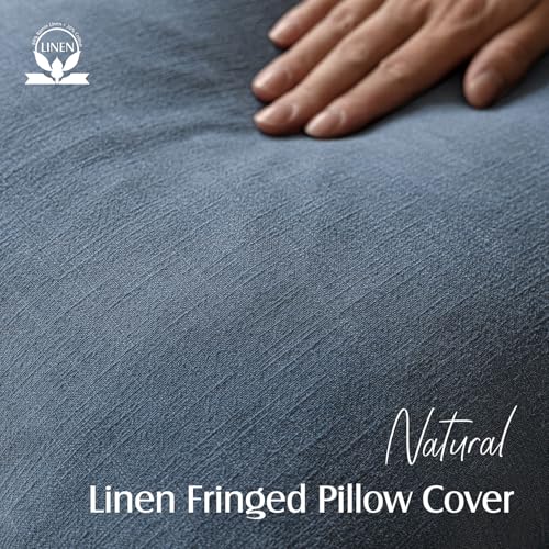 Decorative Linen Fringe Throw Pillow Covers 26×26 Inch (2 Count)
