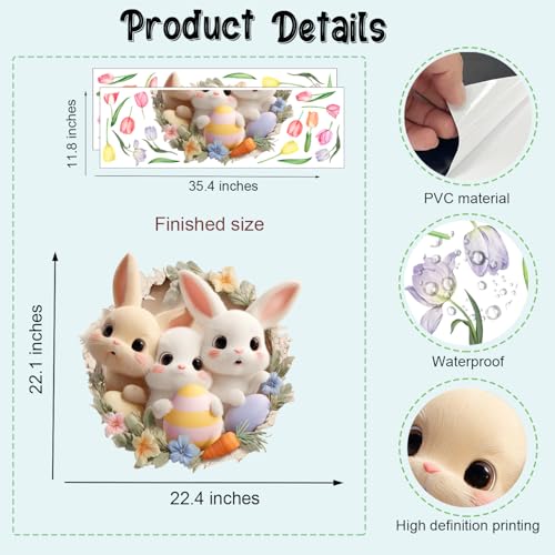 Large 3D Easter Bunny Wall Stickers (26 Count)